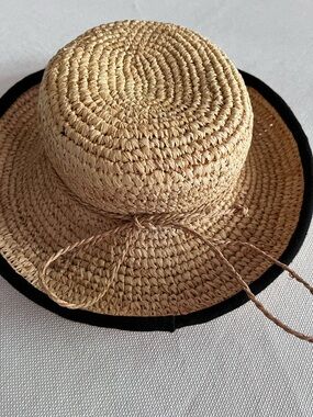 Scala Natural Straw Hat with Black Trim